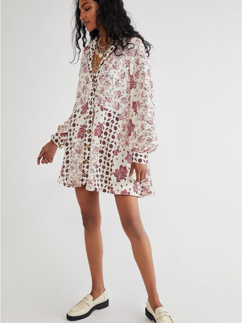 Free People Ivory Combo Sylvie Mini Dress
